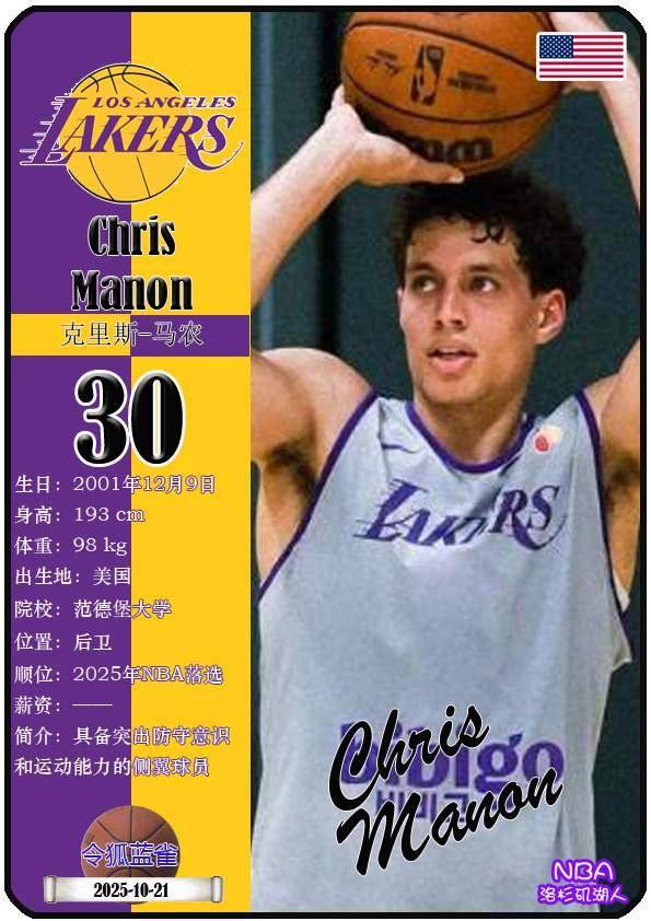 球星卡（NBA）：洛杉矶湖人队17人一览（25/26赛季）